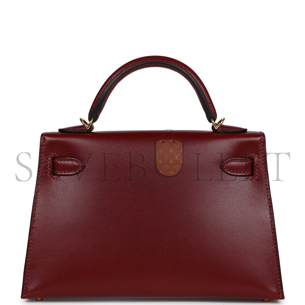 H**mes master mini kelly ii box burgundy gold hardware (19*12*5.5cm)